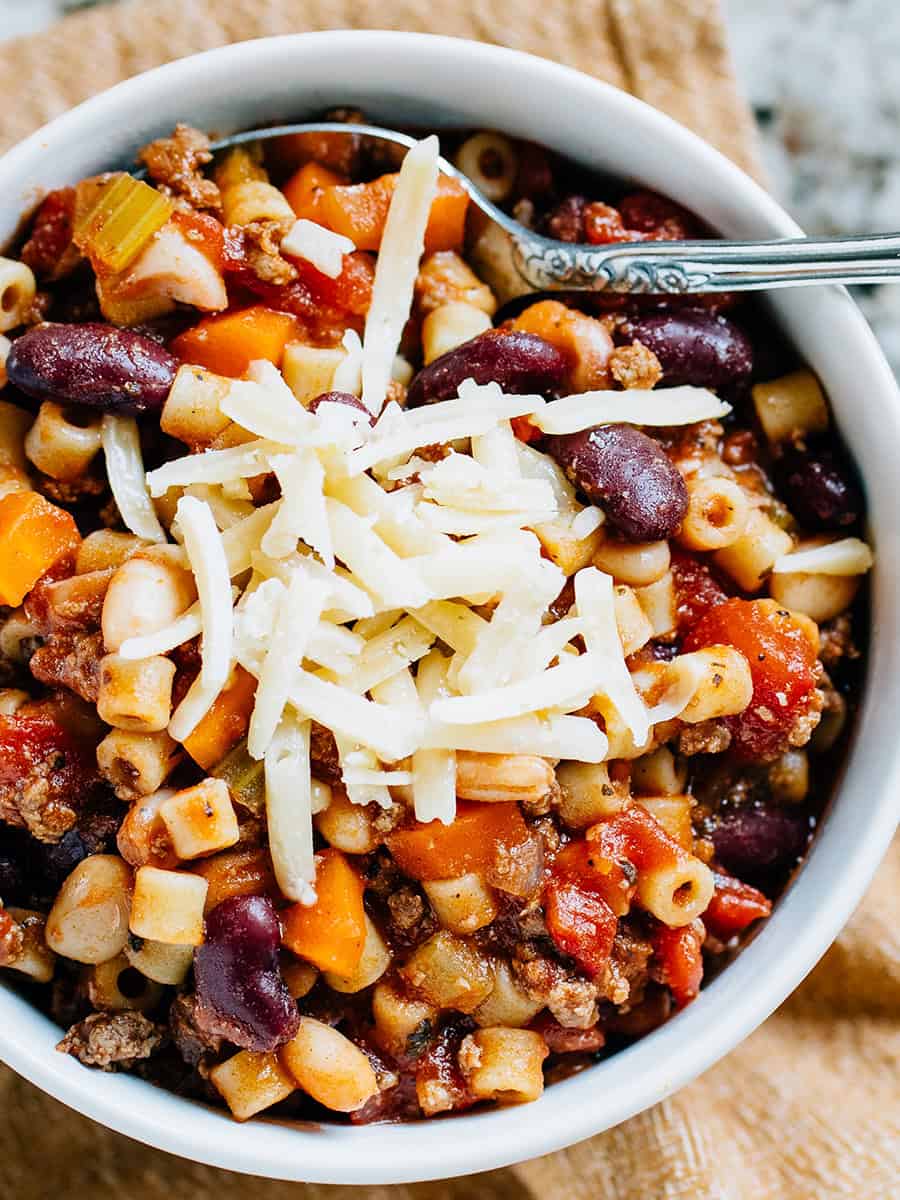 Un bol de la soupe italienne d'Olive Garden : Pasta E Fagioli.