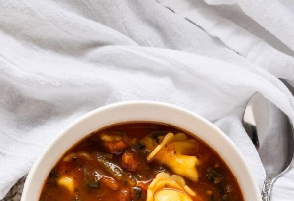Soupe de tortellini aux épinards